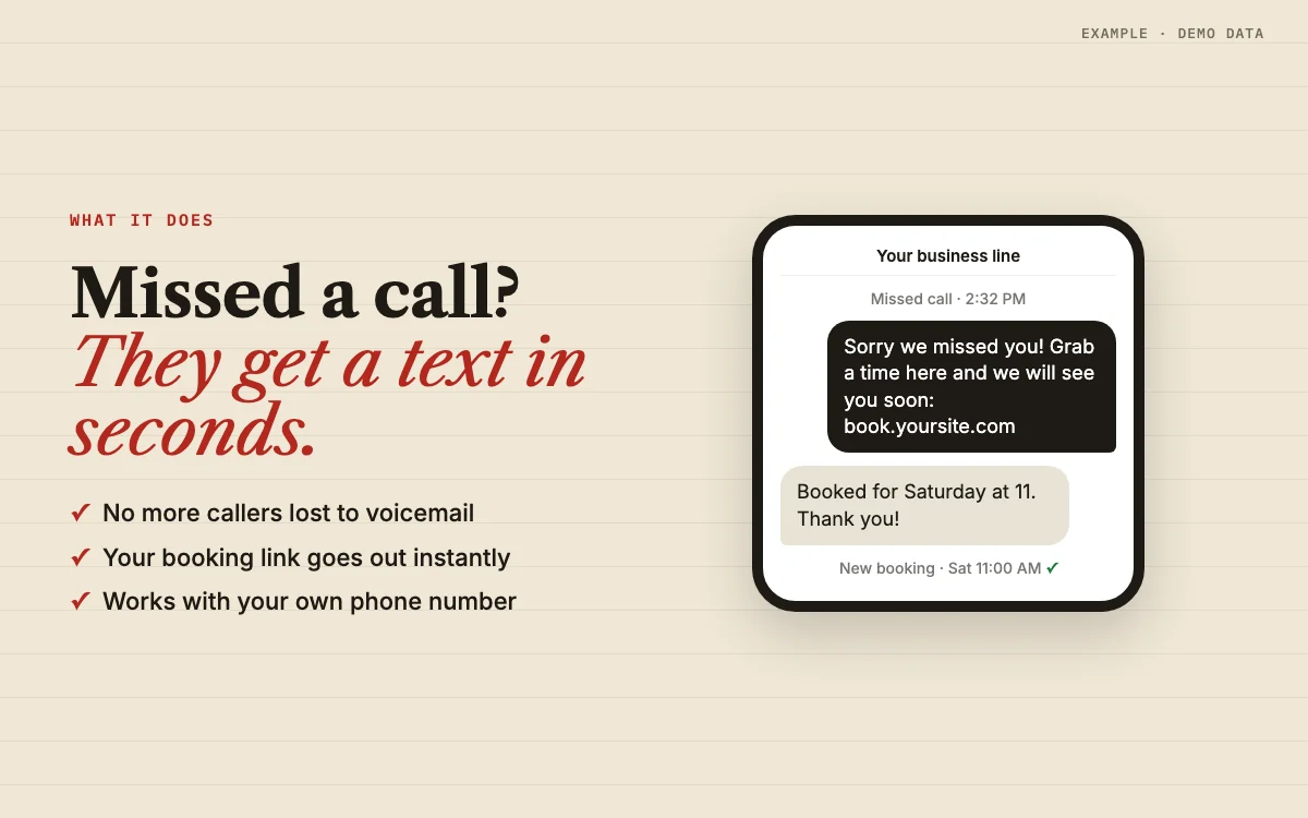 Missed-Call Text-Back (DIY Kit): what it does